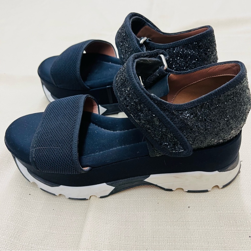 Marni sparkle glitter athletics raised rubber sandal sneakers size 8 8.5 9
